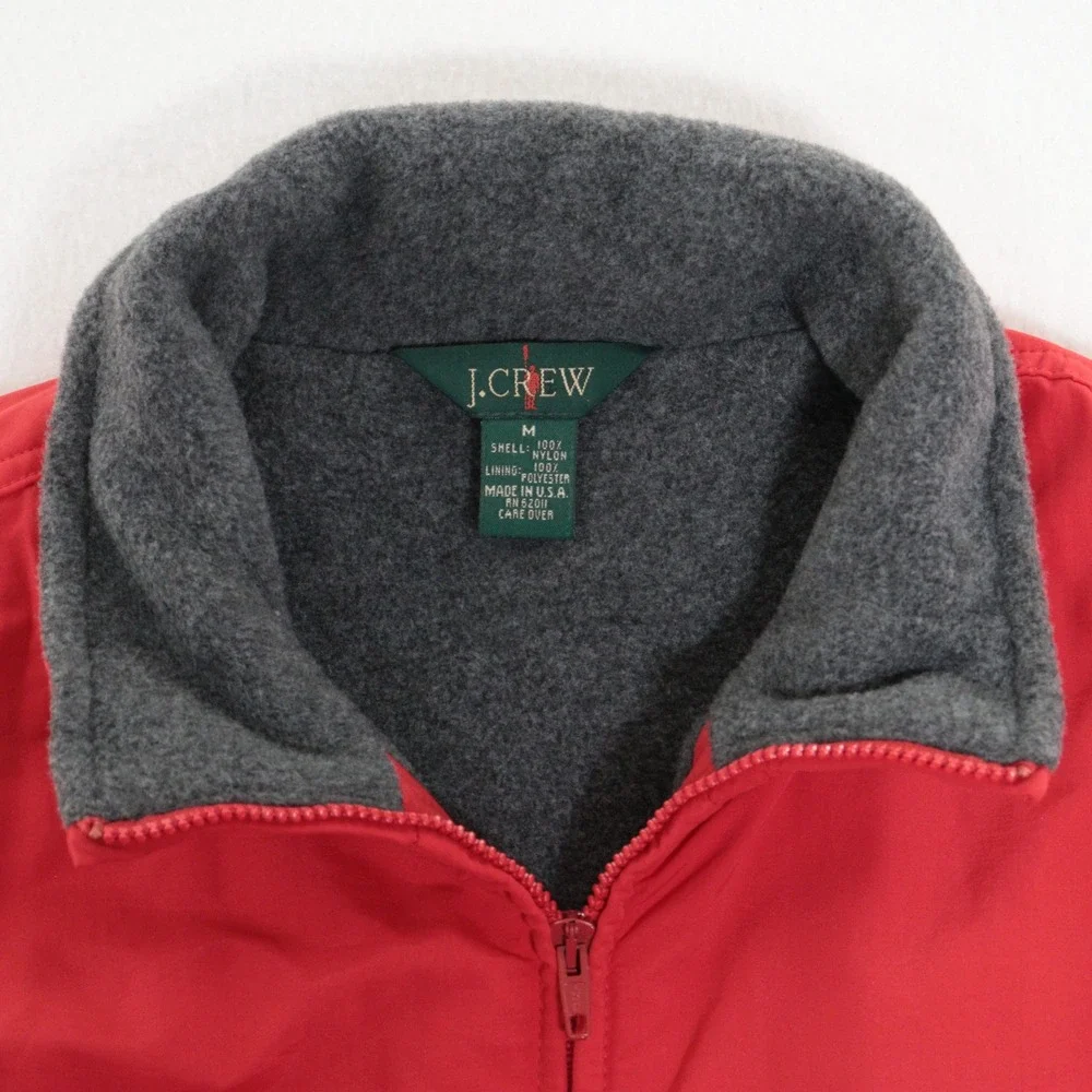 VTG J Crew Oarsman Jacket Fleece Lined Nylon 90s Red USA Men Medium